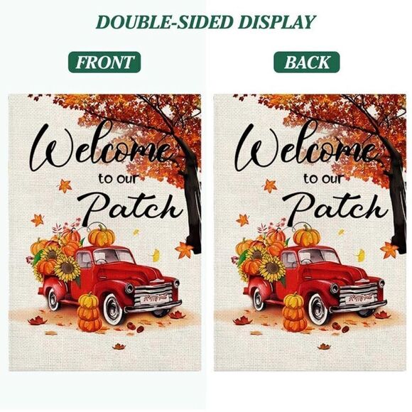 Welcome To Our Patch Fall Farm Truck Garden Flag #3 New - Picture 4 of 4
